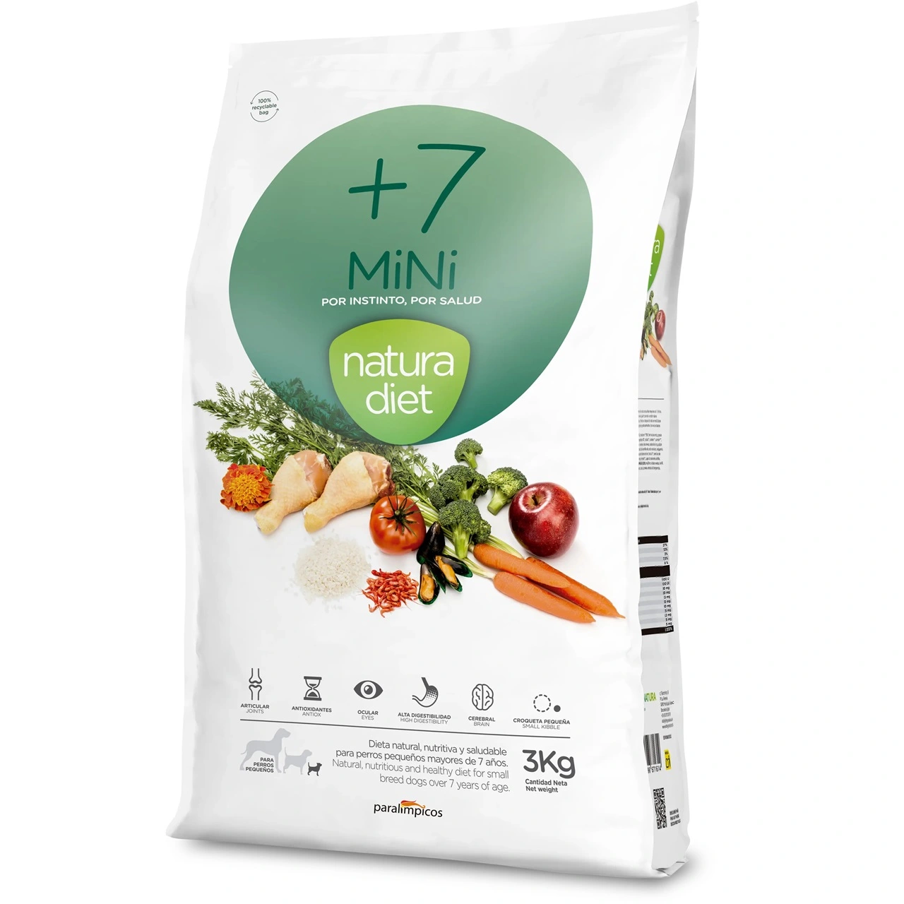 Natura Diet Hundefoder Senior +7 Mini 3 kg - tørfoder til små ældre hunde